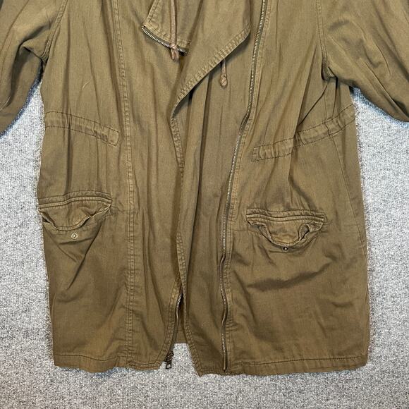 Old Navy Jacket Womens 1X Green Army Jacket Full Zip Snaps Plus Size Soft Hooded - Picture 5 of 10